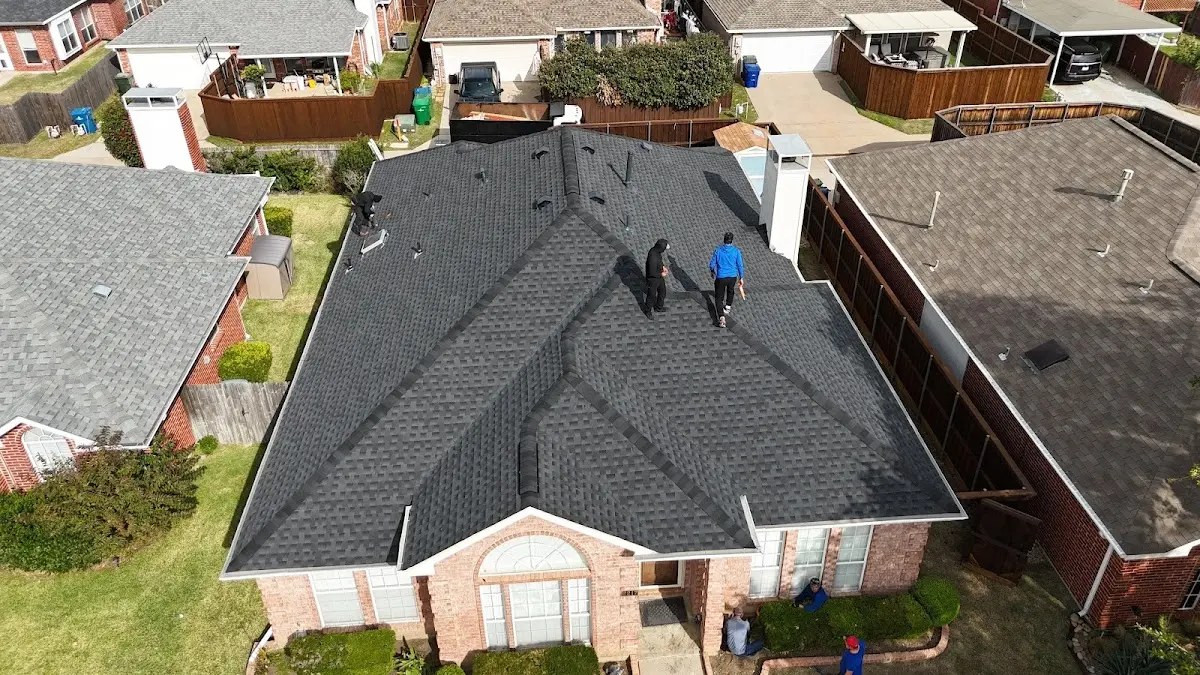 Slate & Tile Roof Repair work in progress on a North Richland Hills property